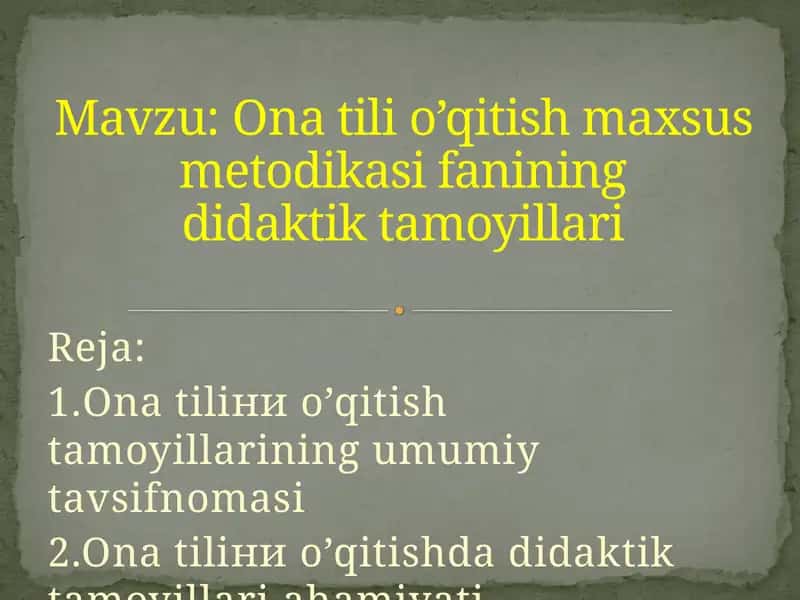 Оnatiliни o’qitish maxsus metodikasi fanining didaktik tamoyillari