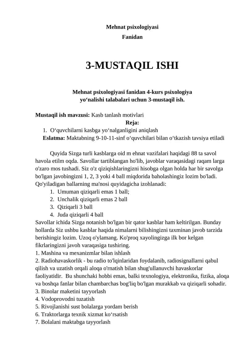 Mehnat psixologiyasi
