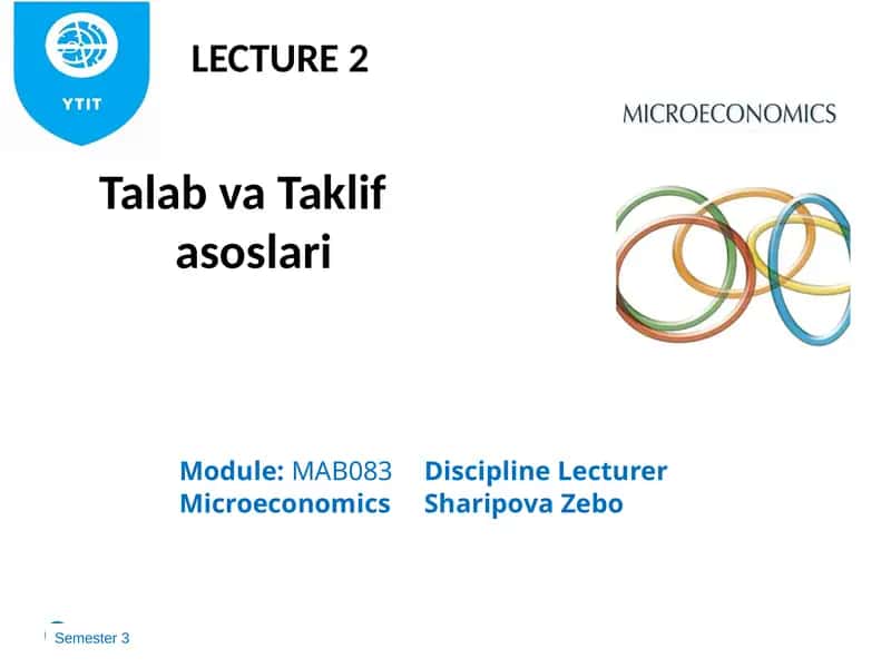 Mavzu: Talab va Taklif