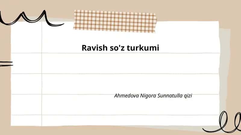 Ravish so'z turkumi