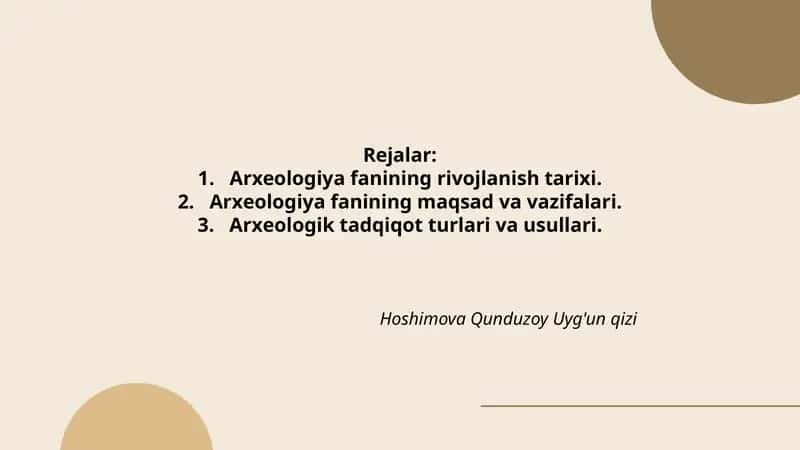 Arxeologiya fanining rivojlanish tarixi
