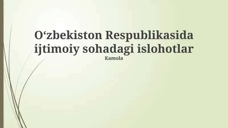 Oʻzbekiston Respublikasida ijtimoiy sohadagi islohotlar