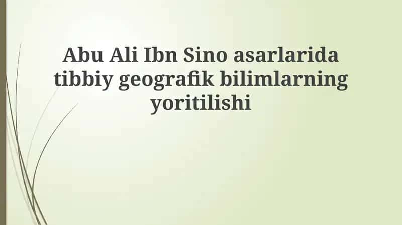 Ibn Sino va Tibbiy Geografiya