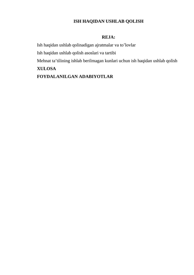 Ish Haqidan Ushlab Qolish