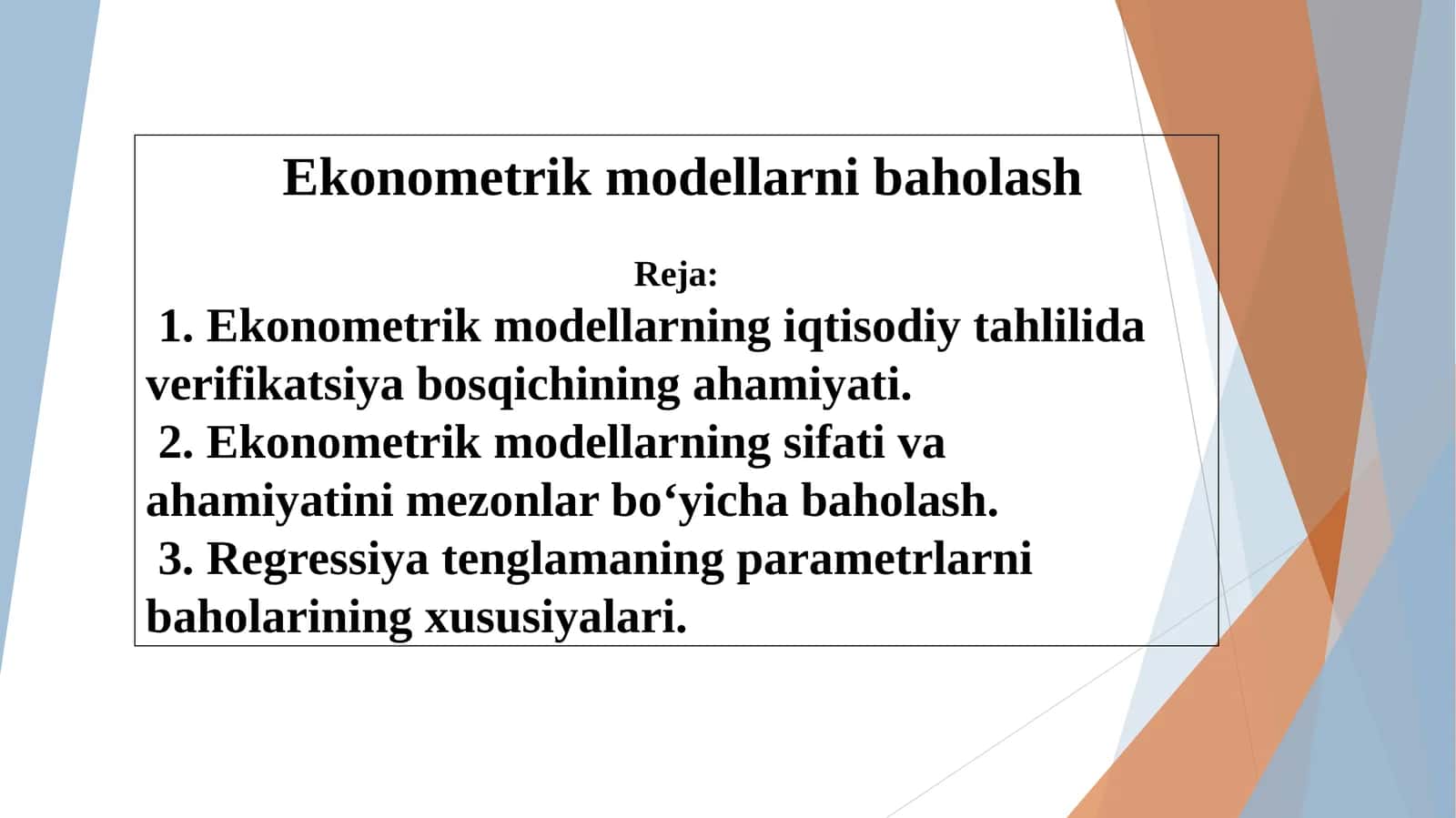 Ekonometrik modellarni baholash