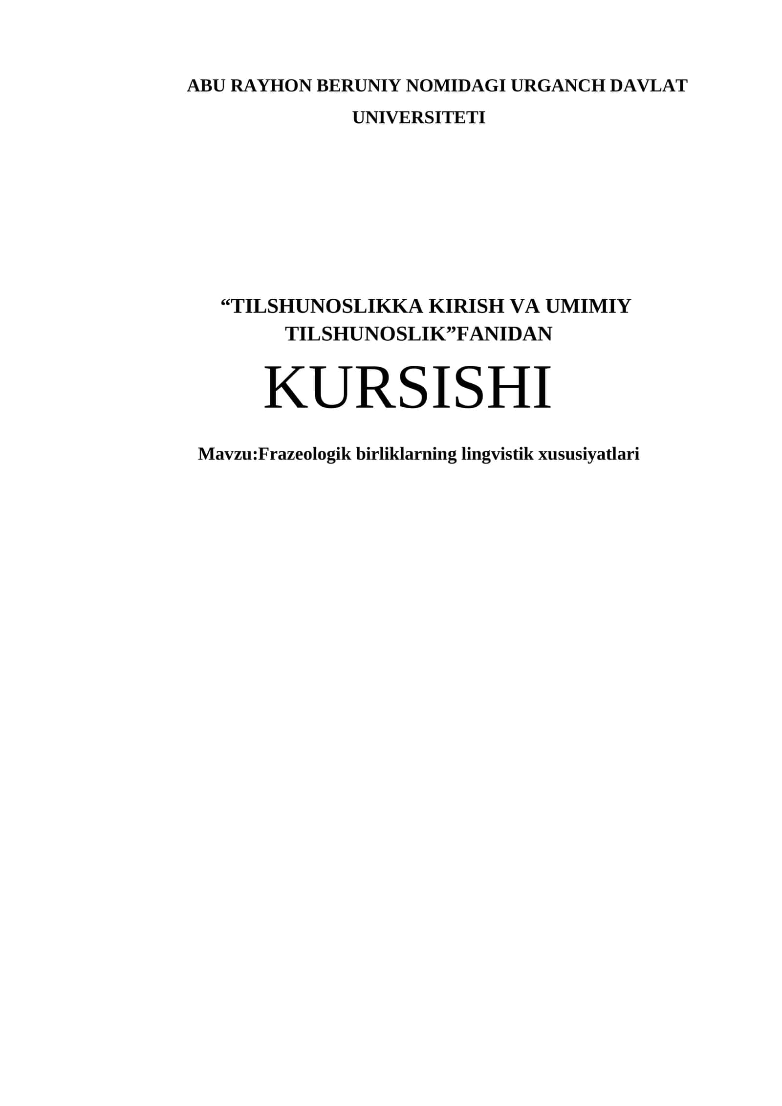 Frazeologik birliklarning lingvistik xususiyatlari
