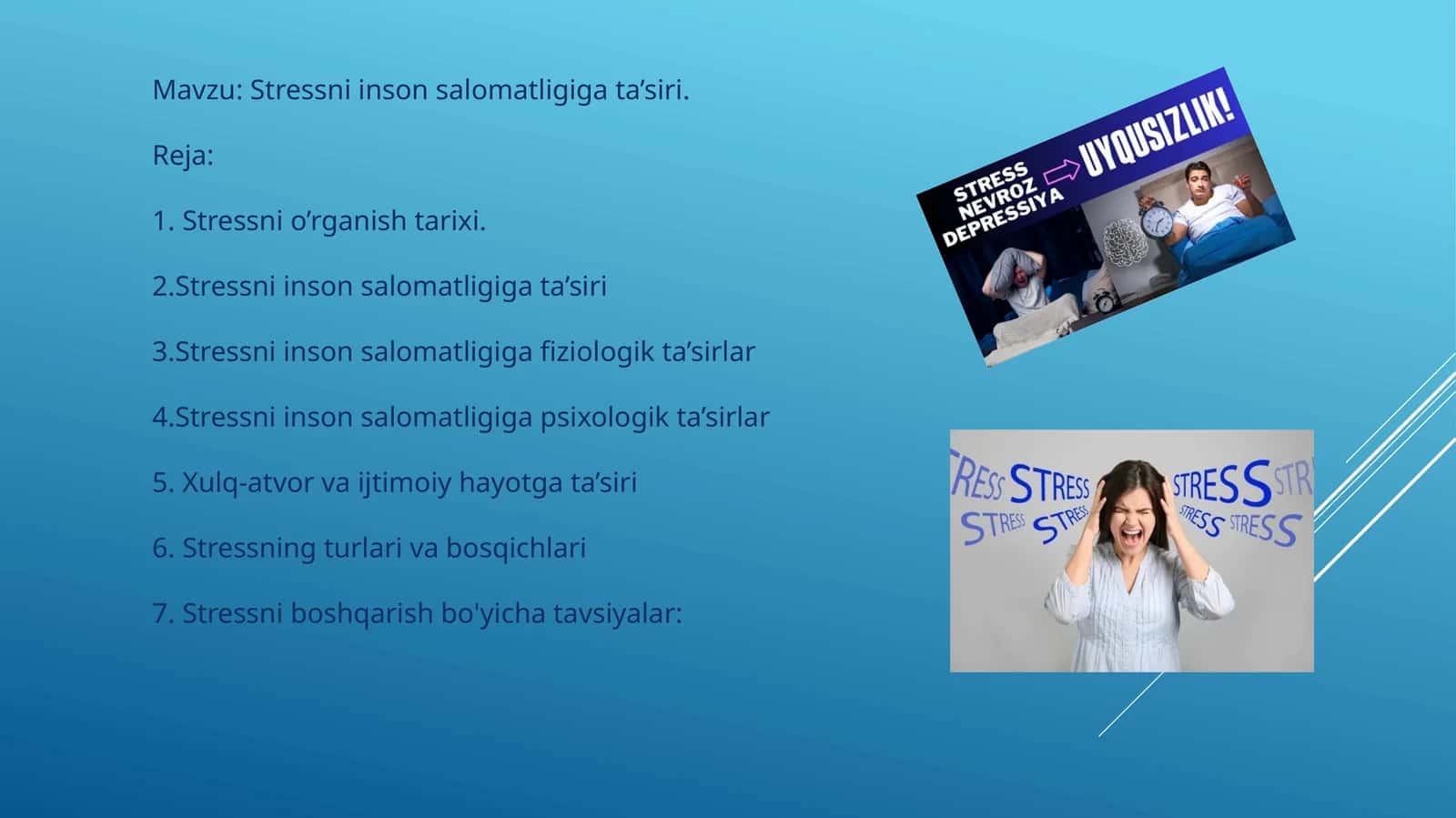 Stressni inson salomatligiga ta’siri