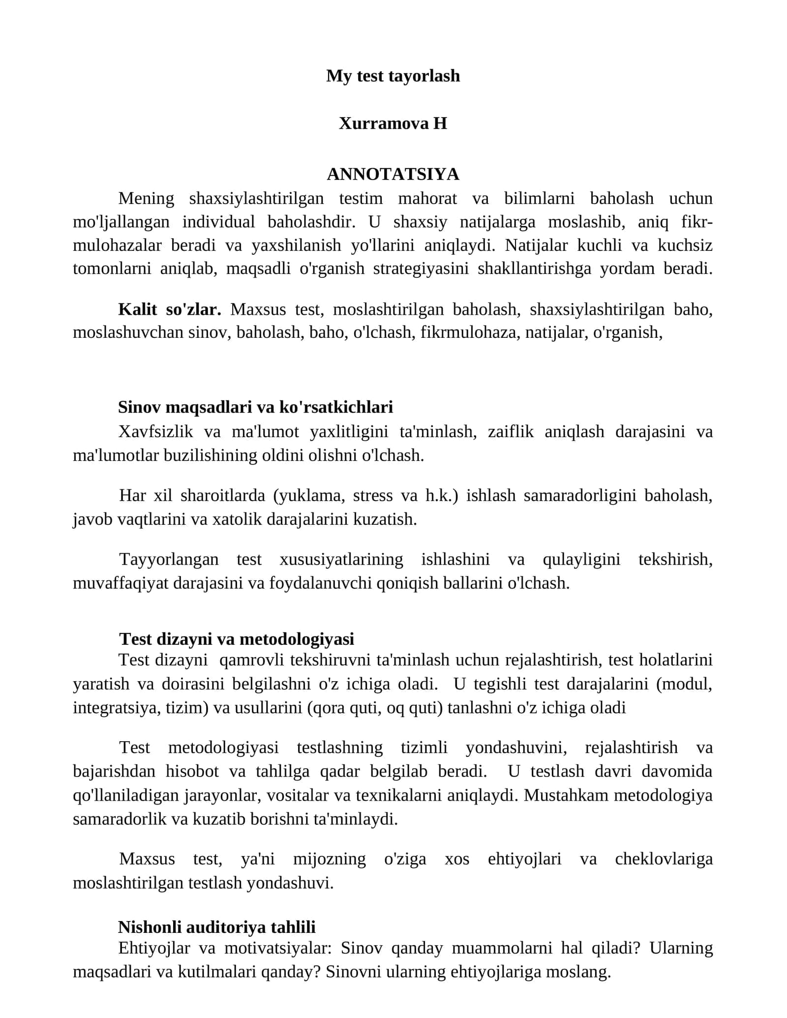 Test tayorlash