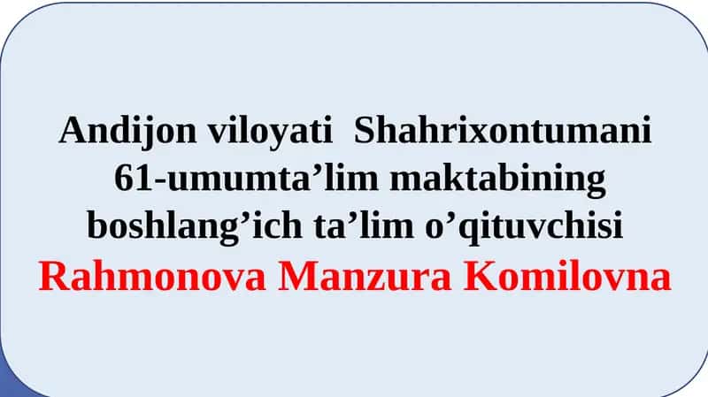Rahmonova Manzura Komilovna