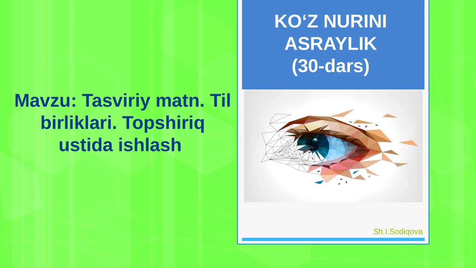 6-sinf Ona tili fani Tasviriy matn, Til birliklari mavzuda dars taqdimot