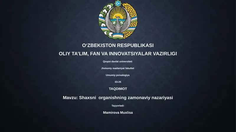 Shaxsni organishning zamonaviy nazariyasi