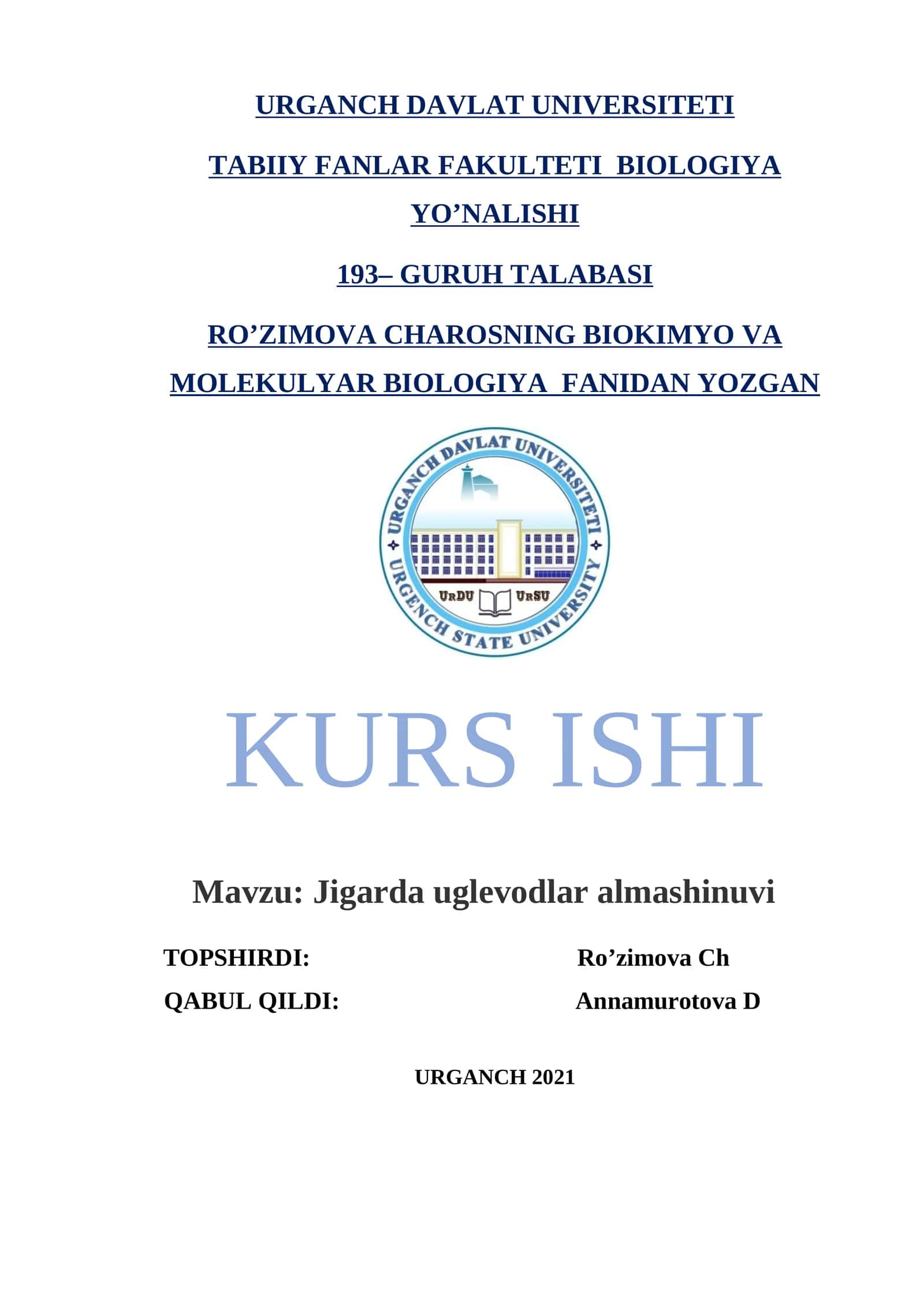 Jigarda uglevodlar almashinuvi
