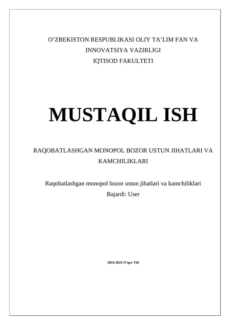 Raqobatlashgan Monopoliya