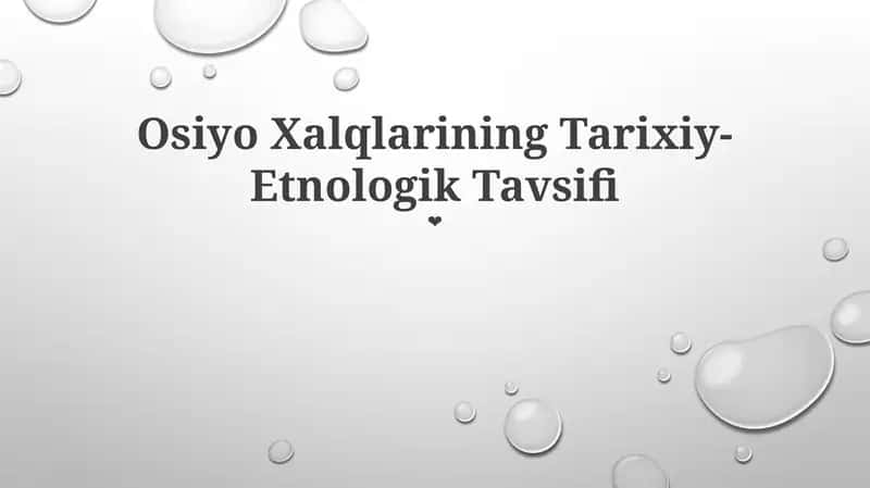 Osiyo Xalqlarining Tarixiy-Etnologik Tavsifi