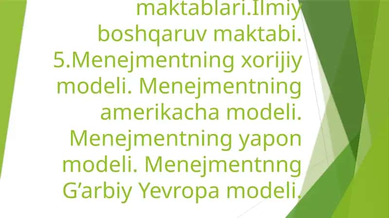 Menejmentning rivojlanish tarixi va hozirgi holati
