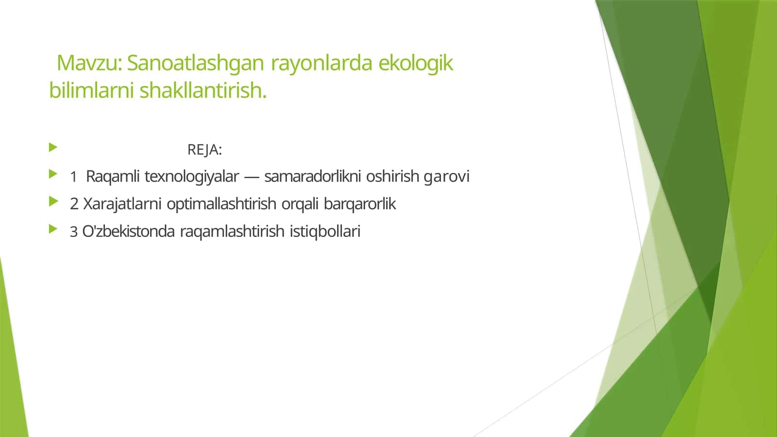 Sanoatlashgan rayonlarda ekologik bilimlarni shakllantirish