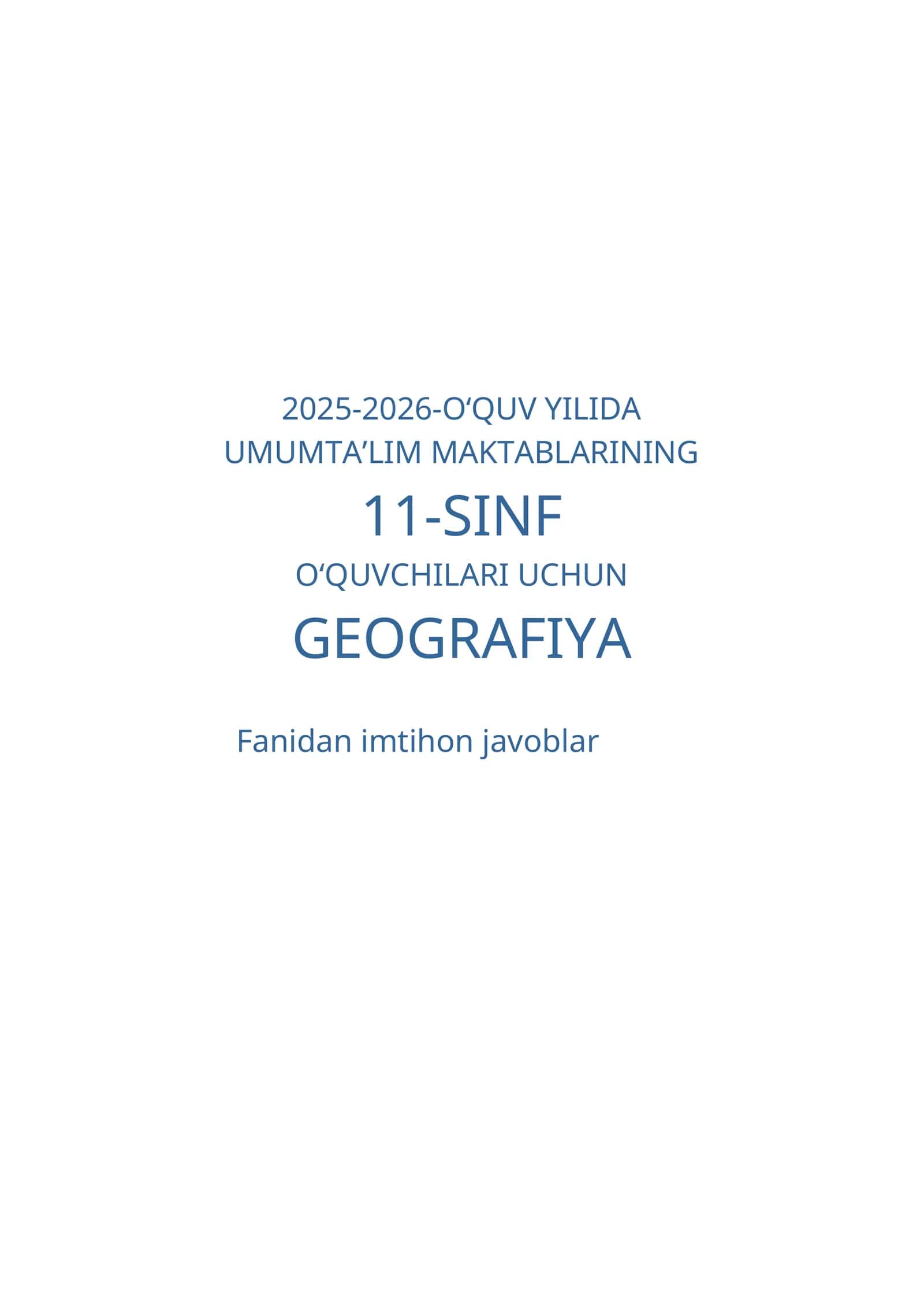 GEOGRAFIYA Fanidan imtihon javoblar