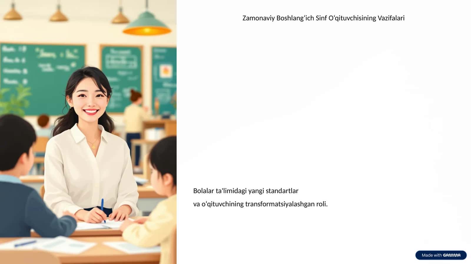 Bolalar ta'limidagi yangi standartlar va o‘qituvchining transformatsiyalashgan roli