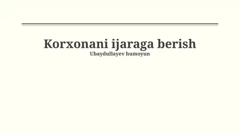 Biznes Ijara Masalalari