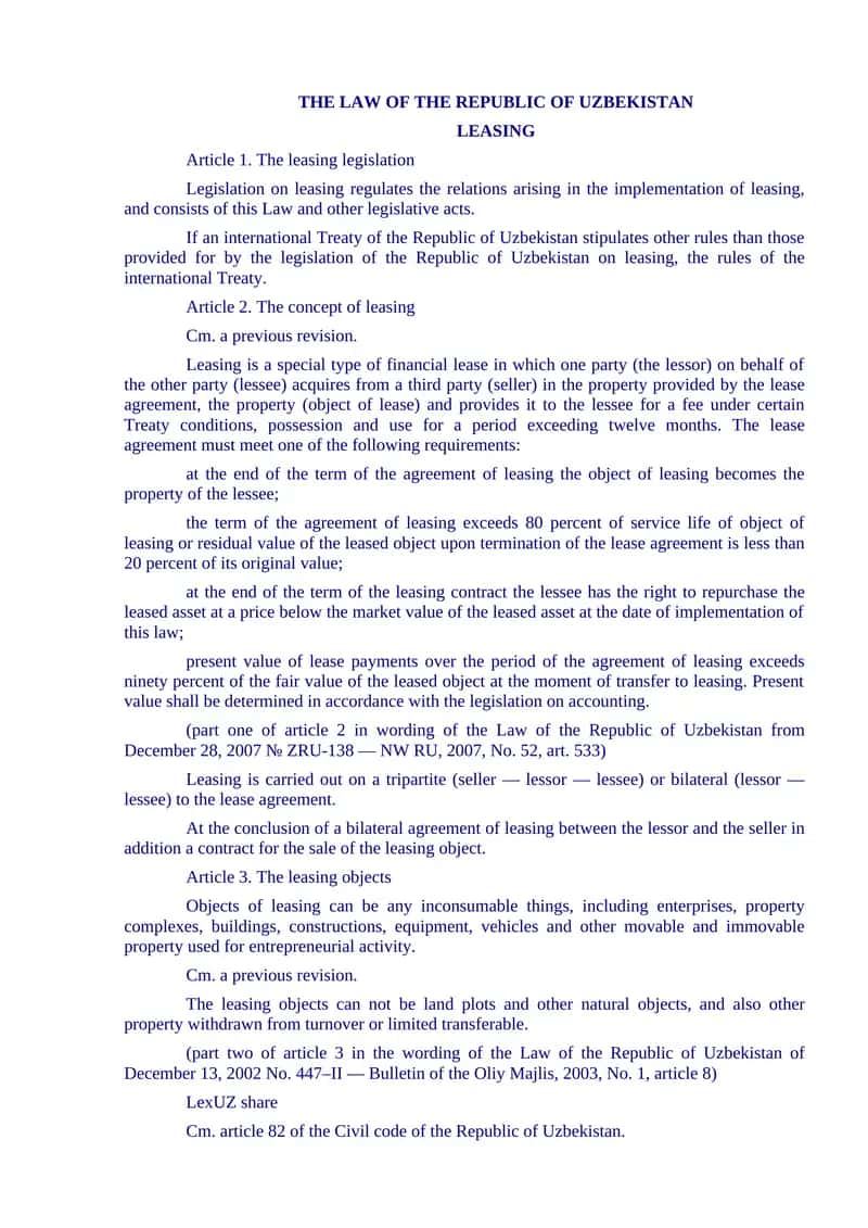 Leasing Legislation