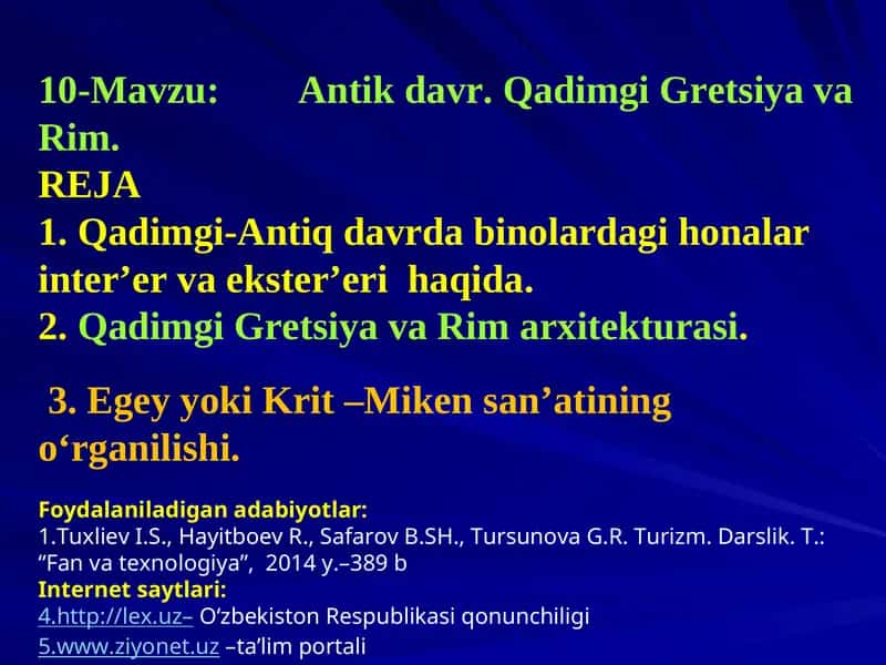 Antik davr. Qadimgi Gretsiya va Rim