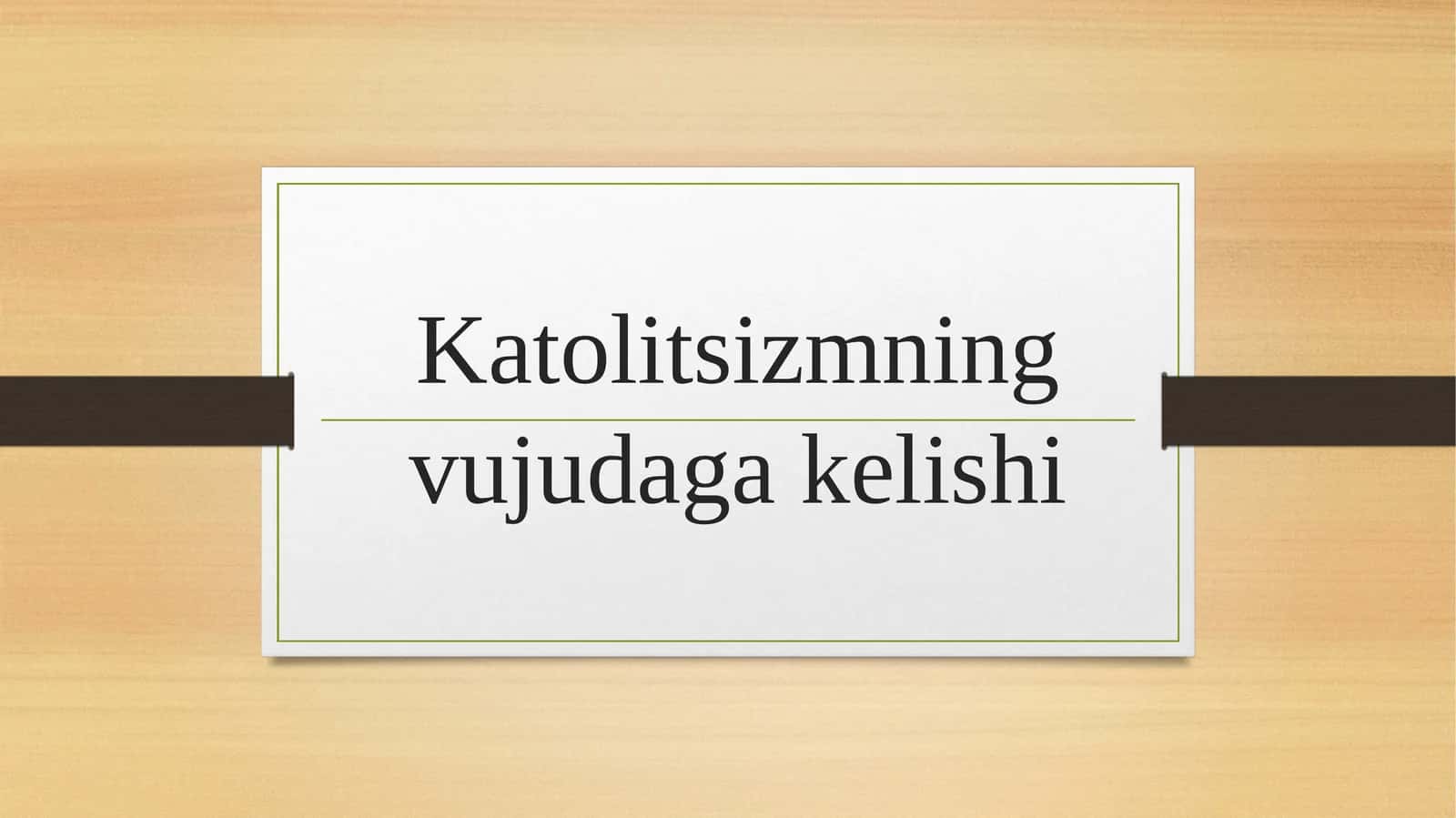 Katolitsizmning vujudaga kelishi