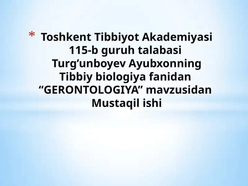 GERONTOLOGIYA