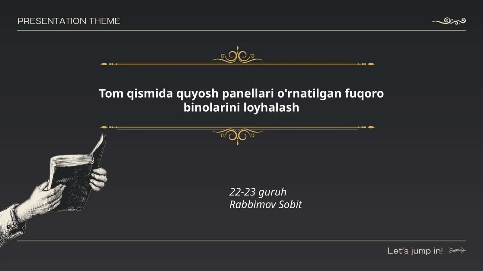 Quyosh panellari bilan fuqoro binolarini loyihalash