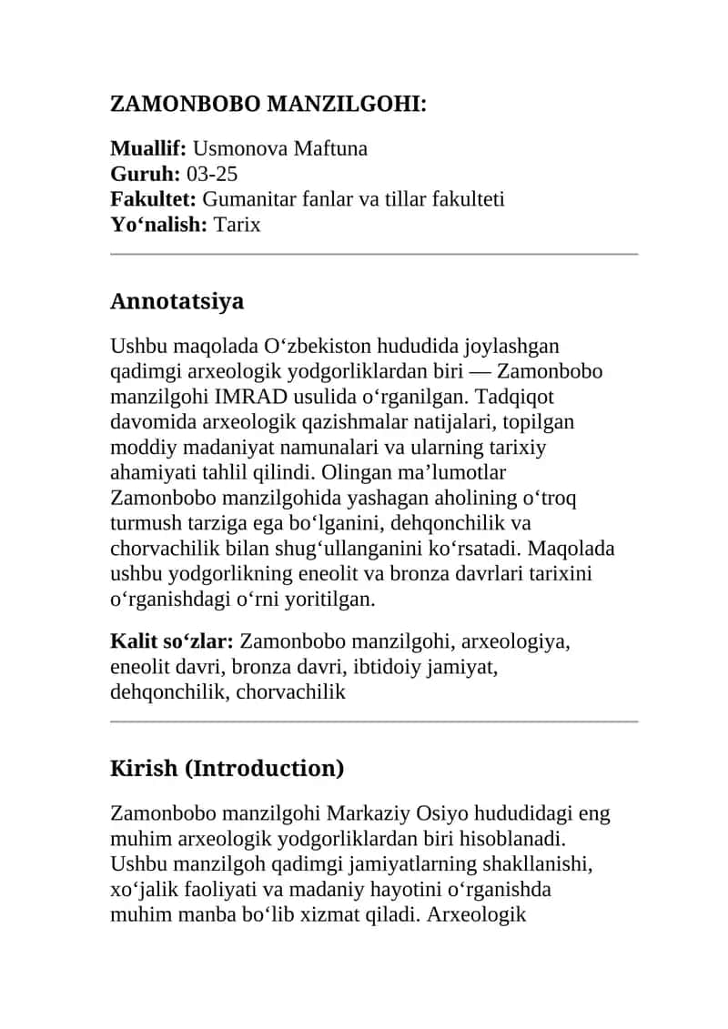Zamonbobo manzilgohi