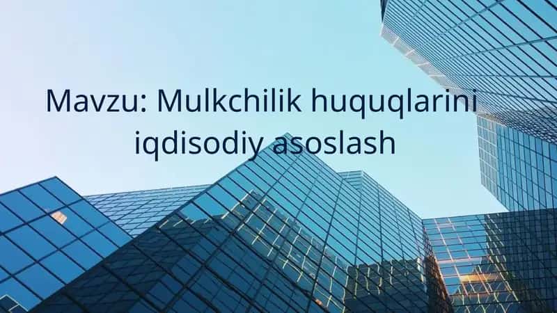 Mulkchilik huquqlarini iqdisodiy asoslash