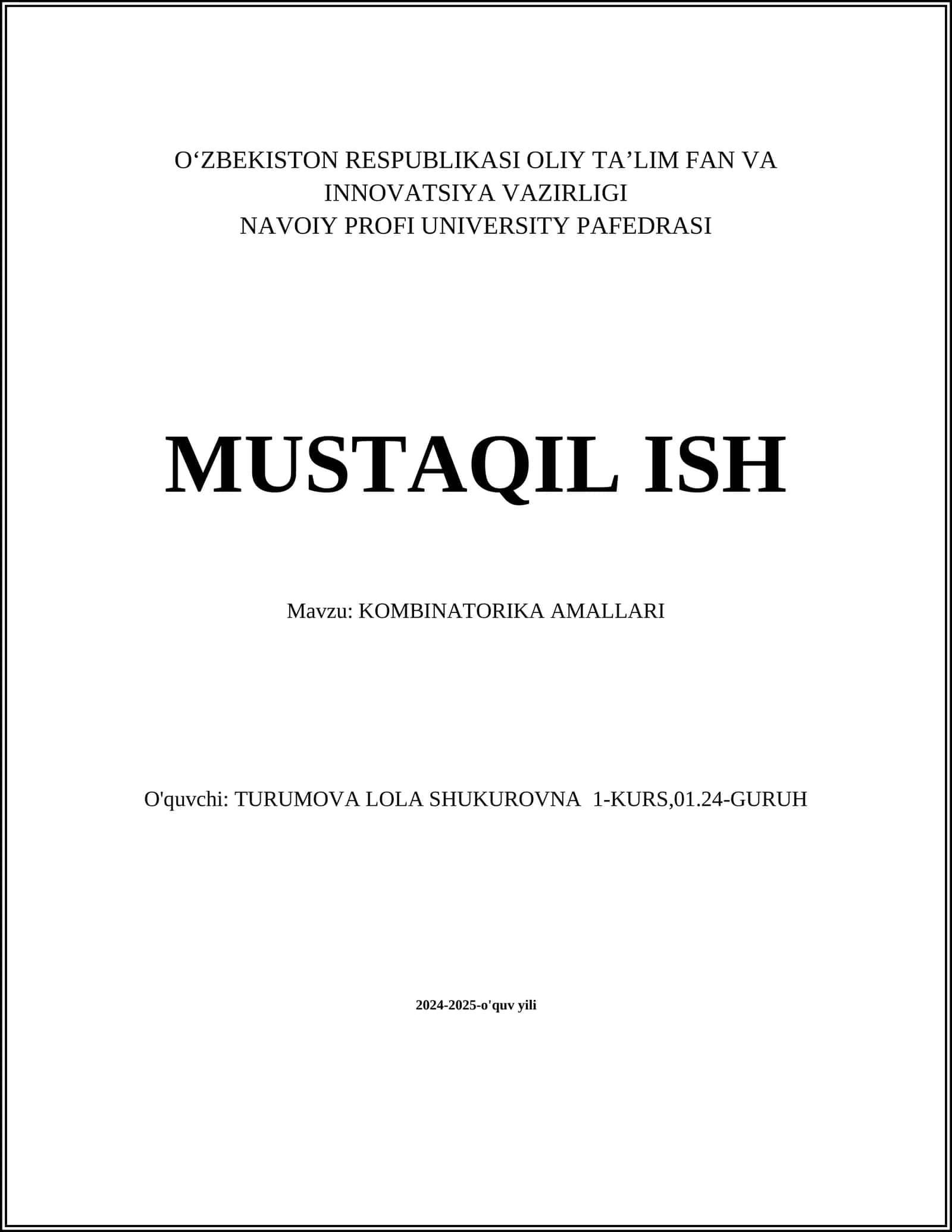 KOMBINATORIKA AMALLARI