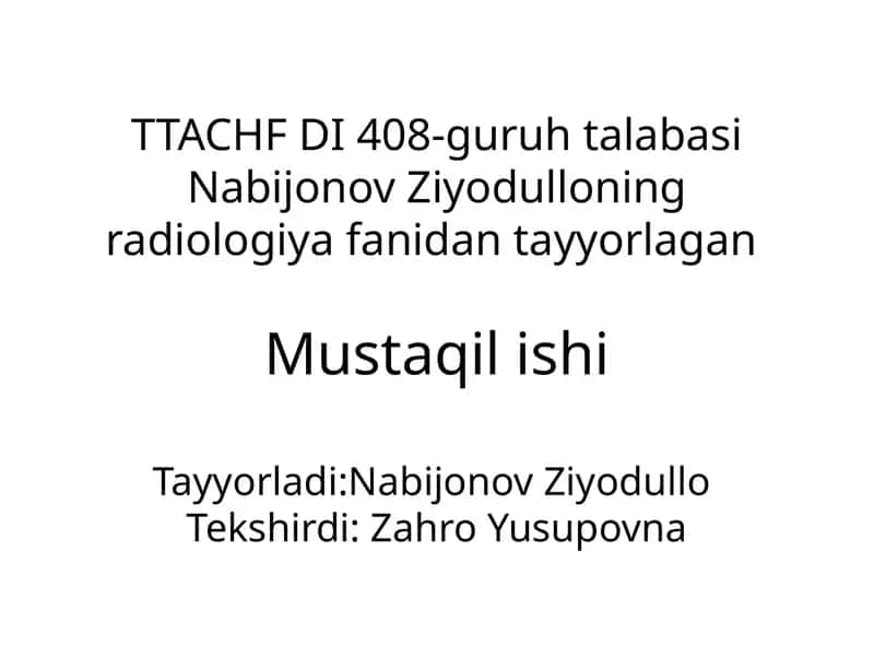Buyrak va siydik yo'llarini nurli tekshirish usullari