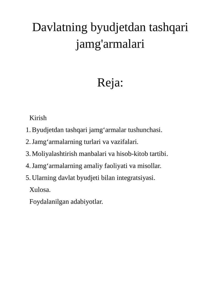 Davlatning byudjetdan tashqari jamg'armalari