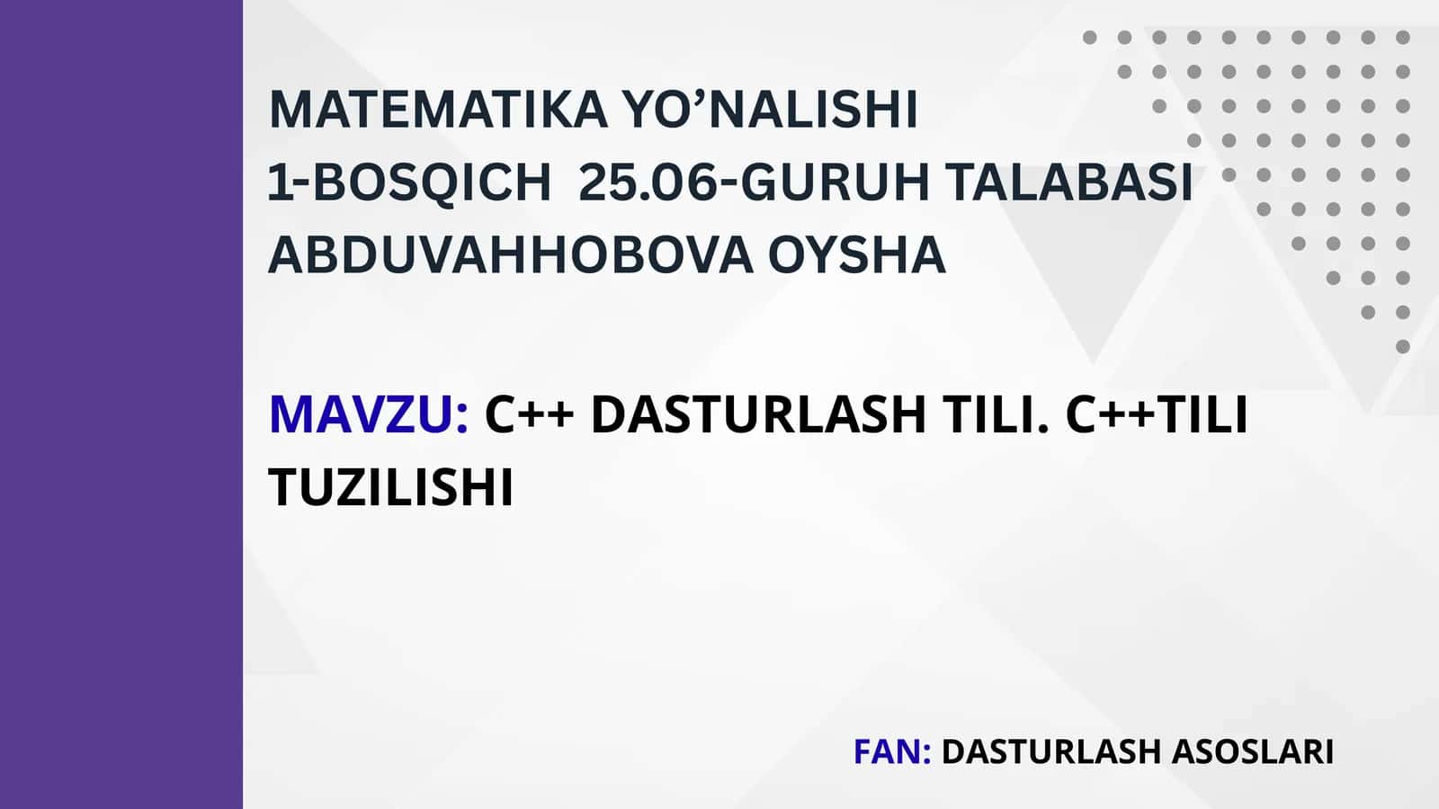 C++ dasturlash tili tarixi