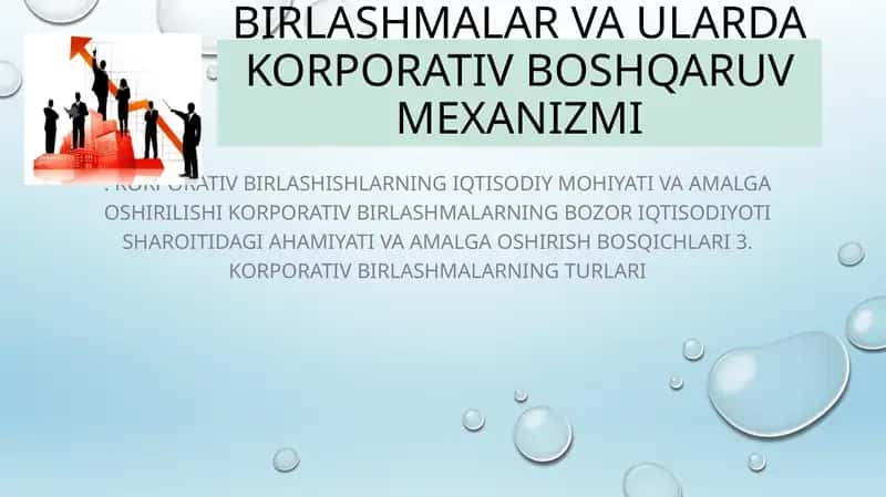Korporativ birlashmalar va ularda korporativ boshqaruv mexanizmi