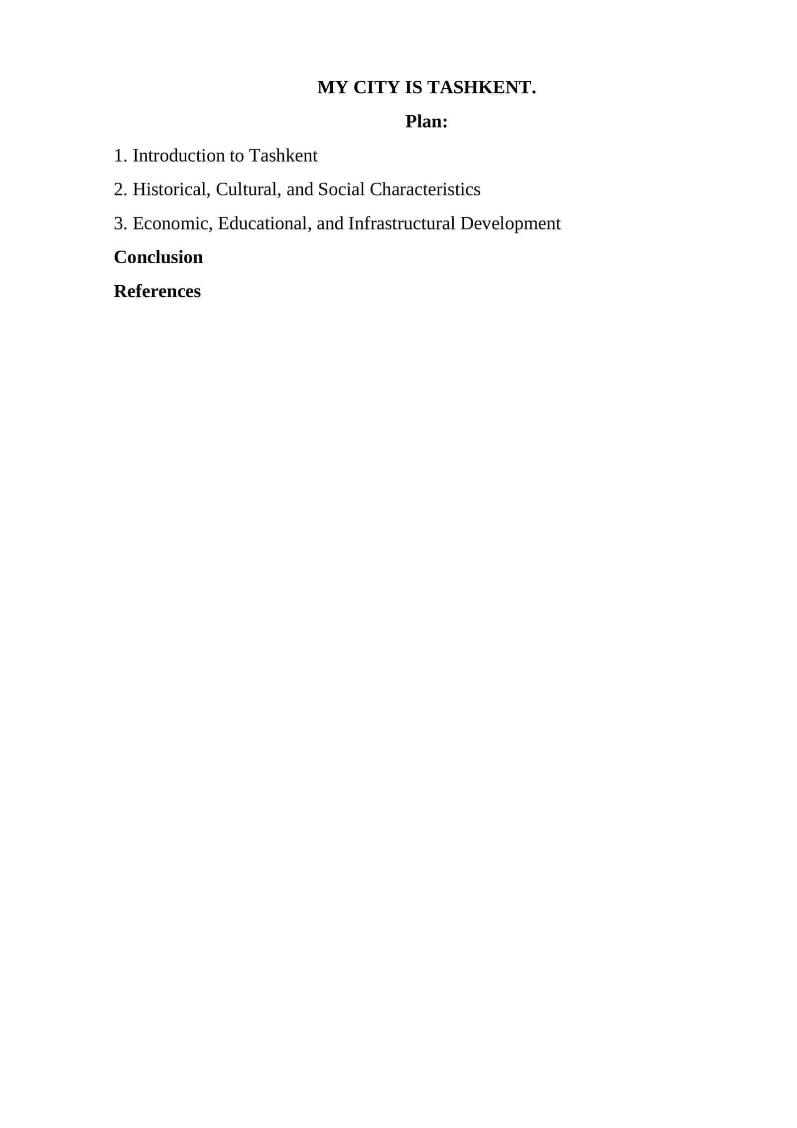 Introduction to Tashkent