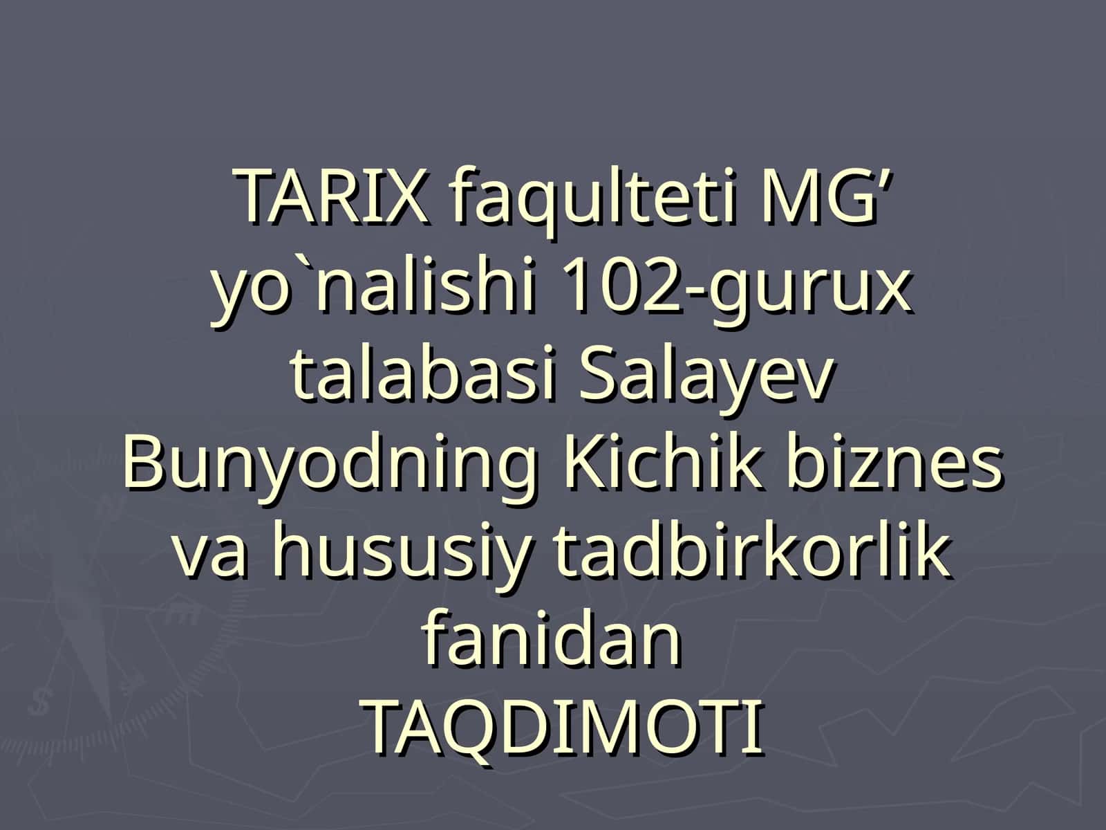 TAQDIMOTI Soliq budjet siyosatni liberallashtirish