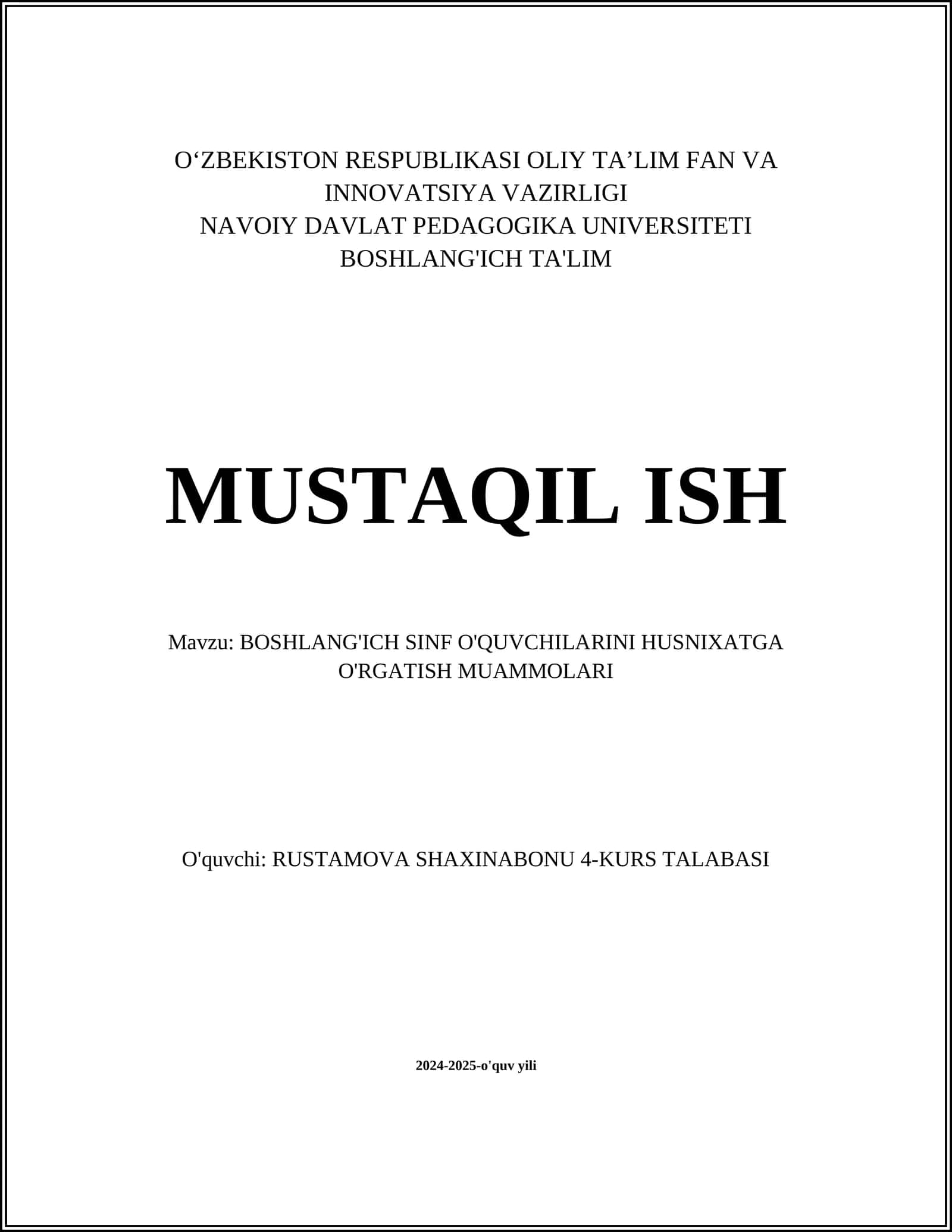 Husnixat Darslarida Metodik Yondashuvlar