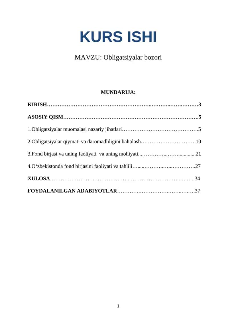 Obligatsiyalar bozori