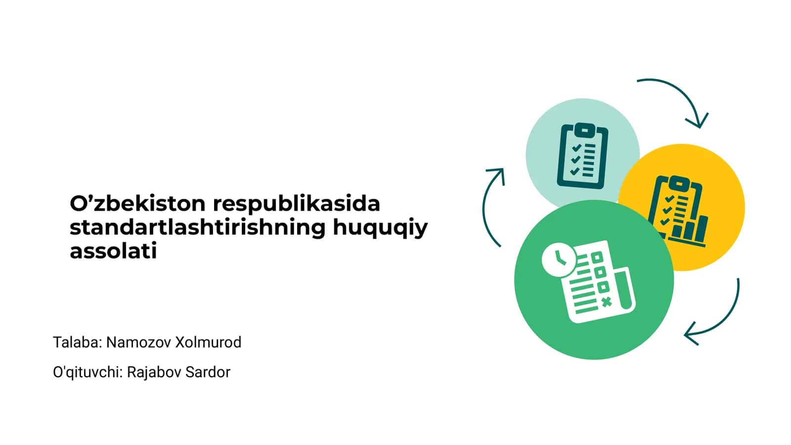 O'zbekiston standartlashtirishning huquqiy assolati
