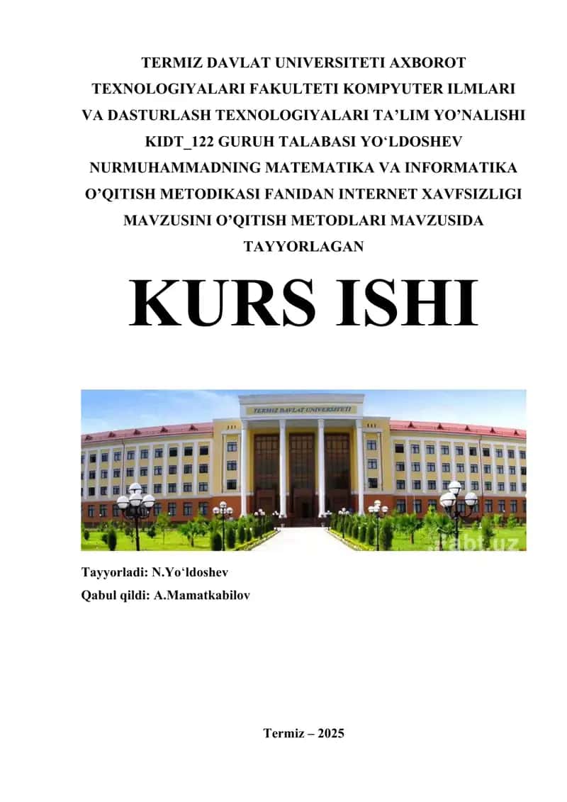 INTERNET XAVFSIZLIGI kurs ishi