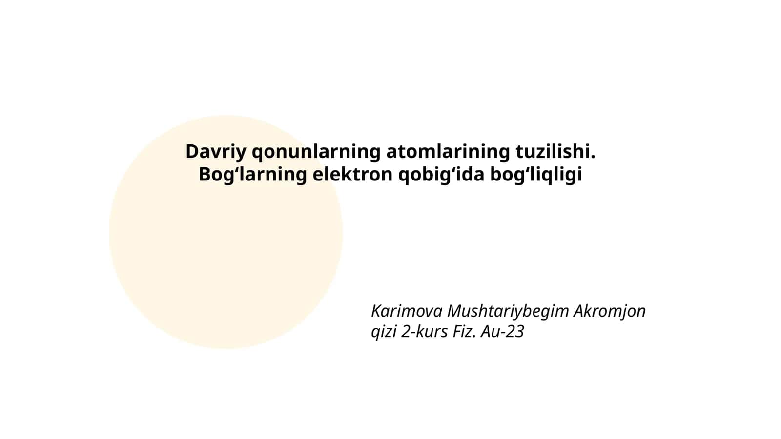 Davriy qonunlarning atomlarining tuzilishi