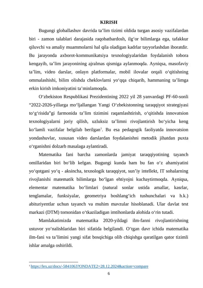 Matematika fanining rivojlanishi