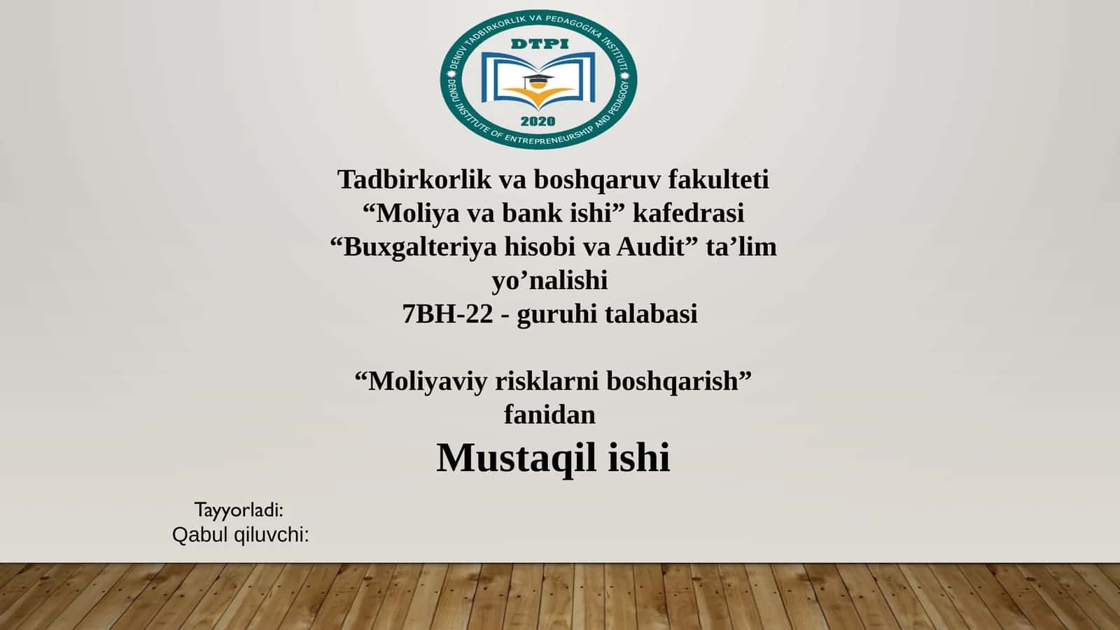 FOND BOZORI RISKLARINI BOSHQARISH