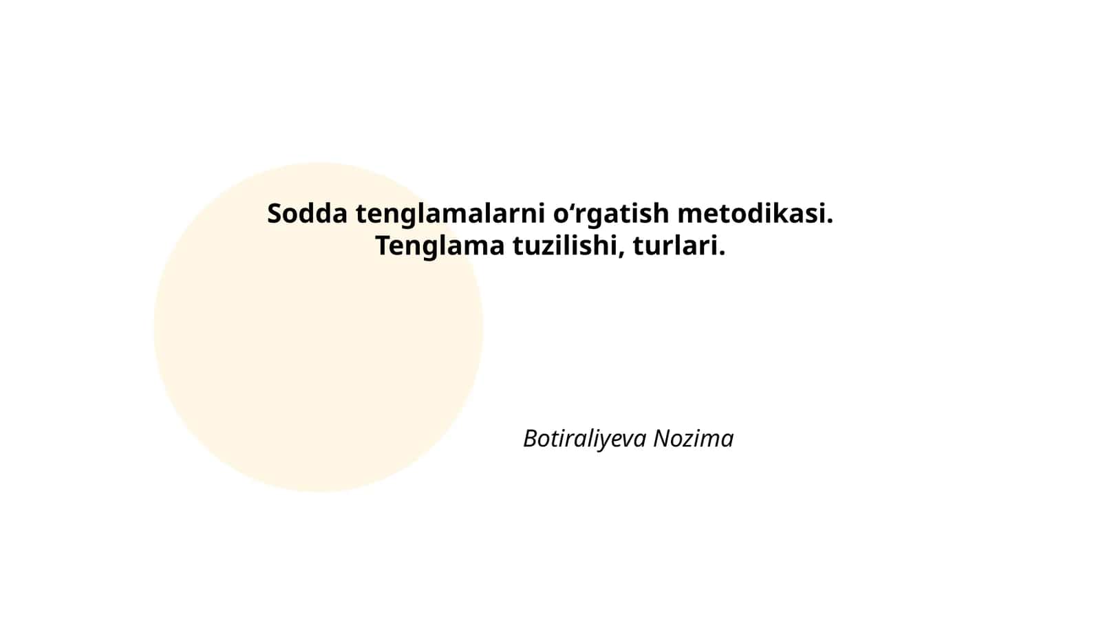 Sodda tenglamalarni o‘rgatish metodikasi