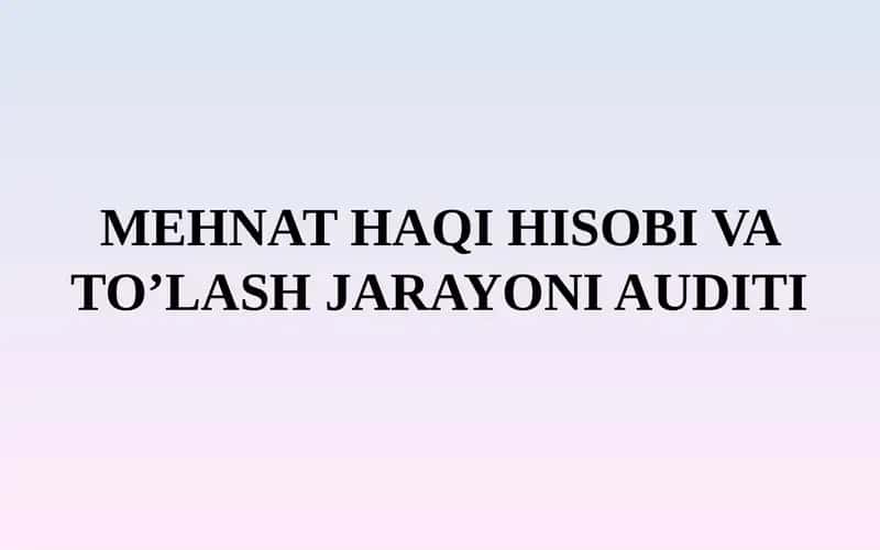 Mehnat haqi hisobi va to'lash jarayoni audit