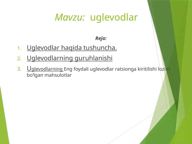 Umumiy noorganik kimyo va organik kimyo “UGLEVODLAR