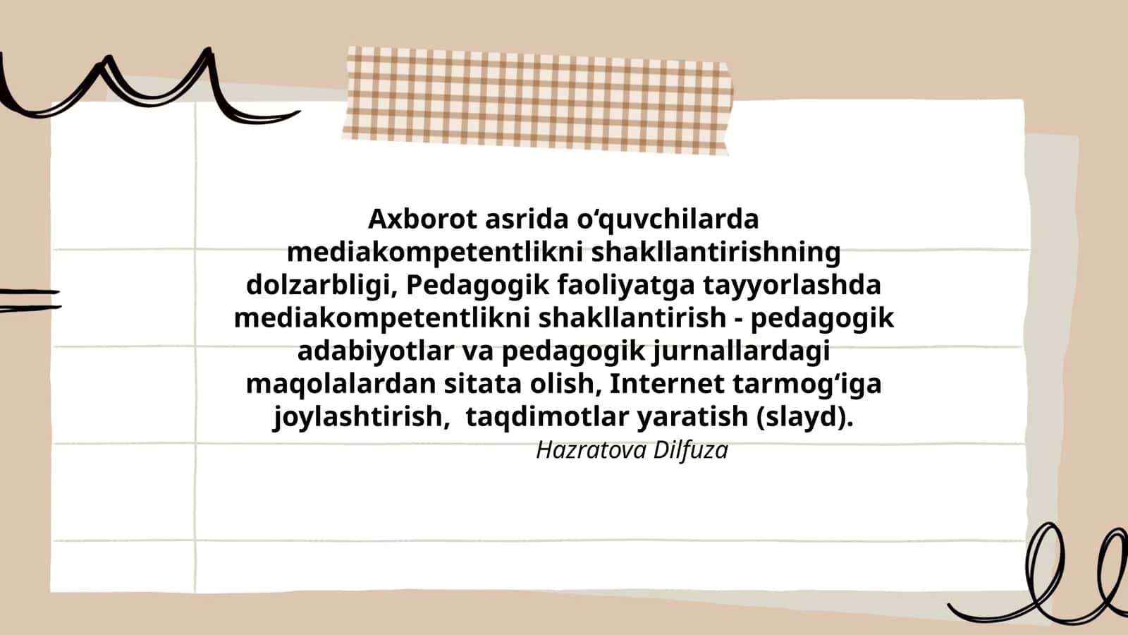 Mediakompetentlikni shakllantirish Pedagogik faoliyatga tayyorlashda