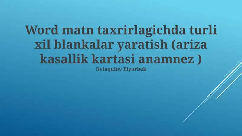Tibbiy yozuv shaklini yaratish