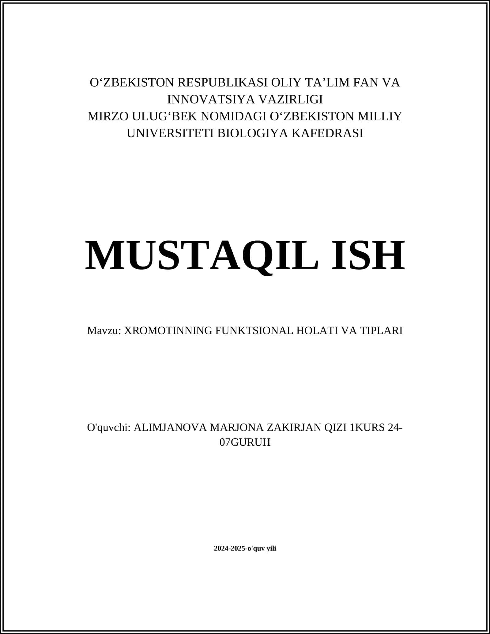 XROMOTINNING FUNKTSIONAL HOLATI VA TIPLARI